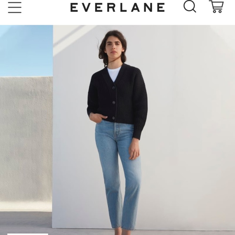 Everlane texture crop cardigan, washed black